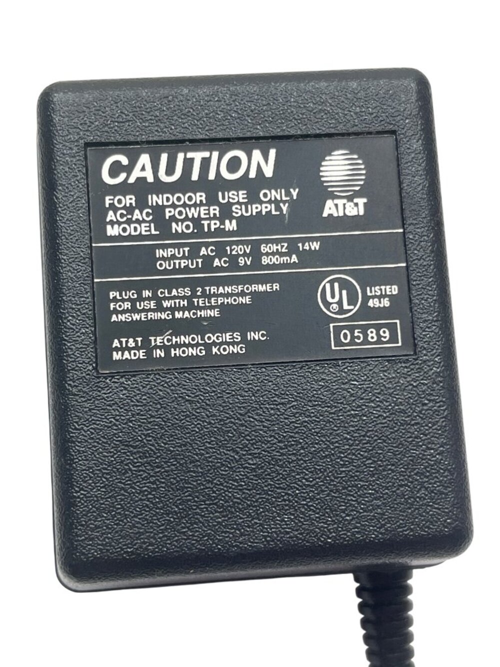AT&T Model TP-M AC-AC Power Supply Adapter 9V 800mA For Telephone 53k